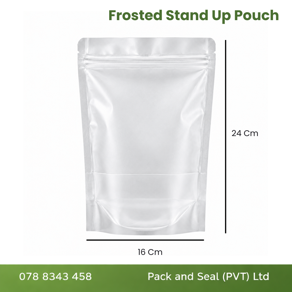Retail - Frosted Stand Up Pouch ( 16 Cm x 24 Cm + 4 Cm )