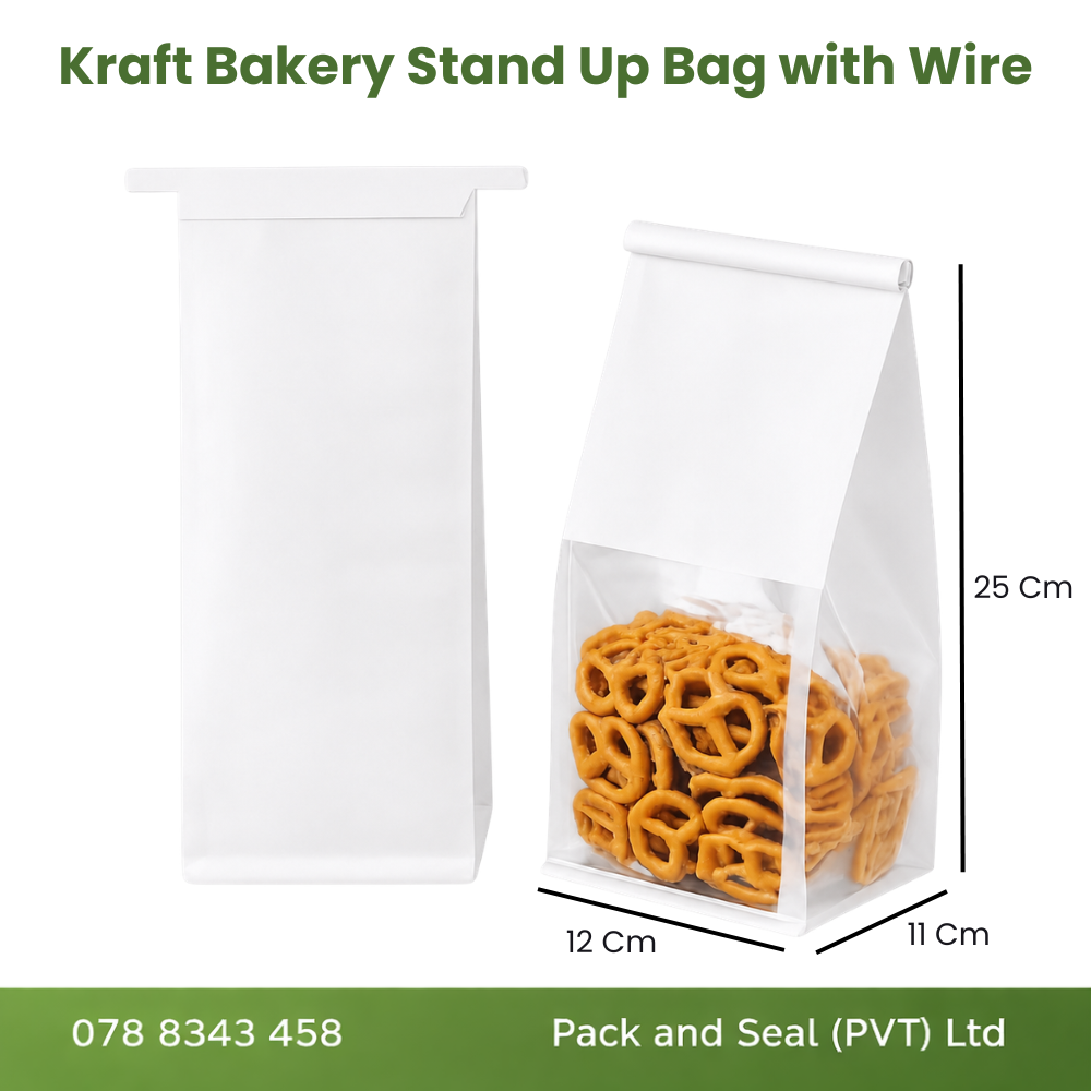 Kraft Bakery Stand Up Bag with Wire - Brown