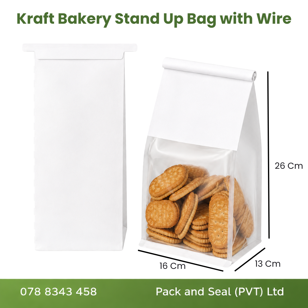 Kraft Bakery Stand Up Bag with Wire - Brown