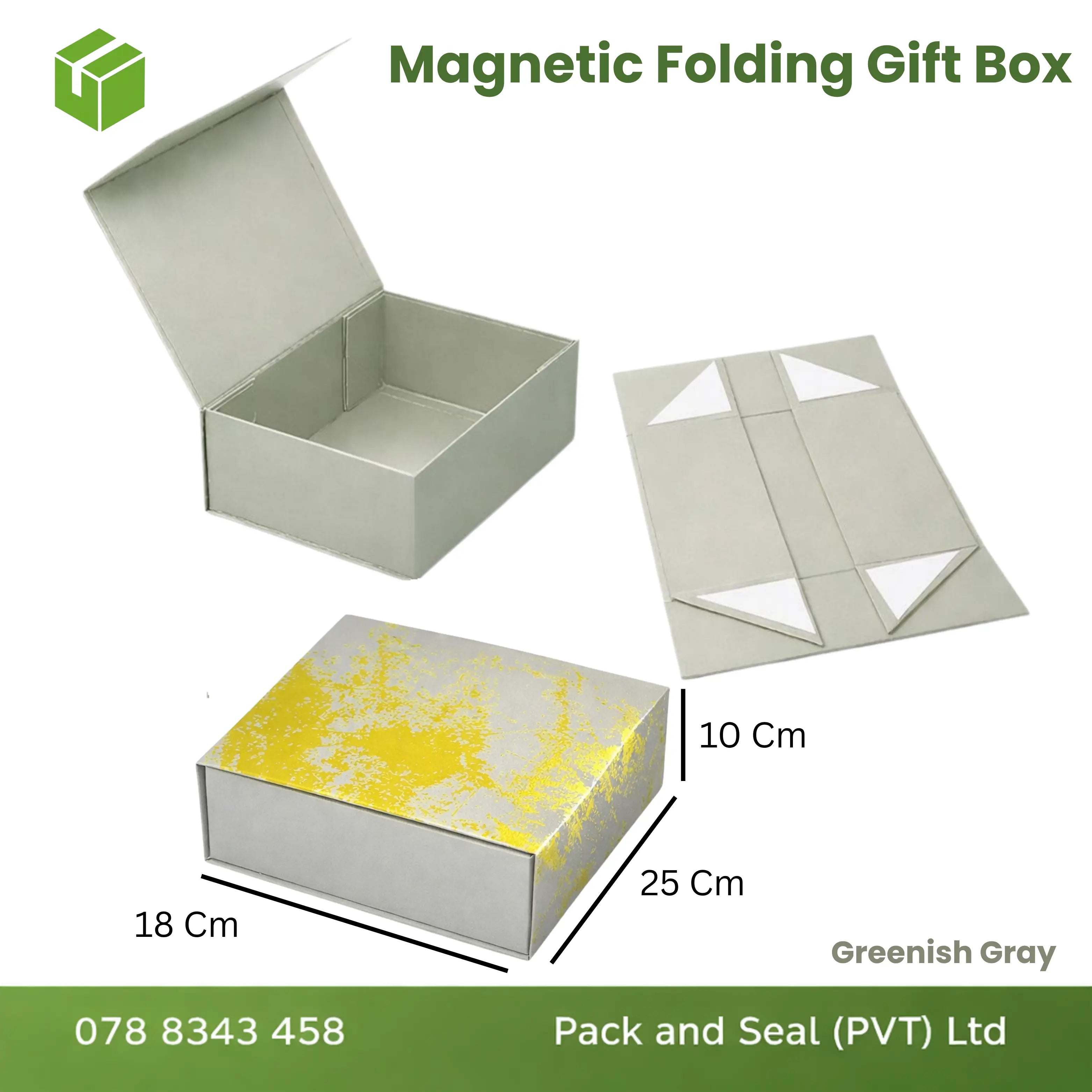 Magnetic Folding  Gift Box - Greenish Gray
