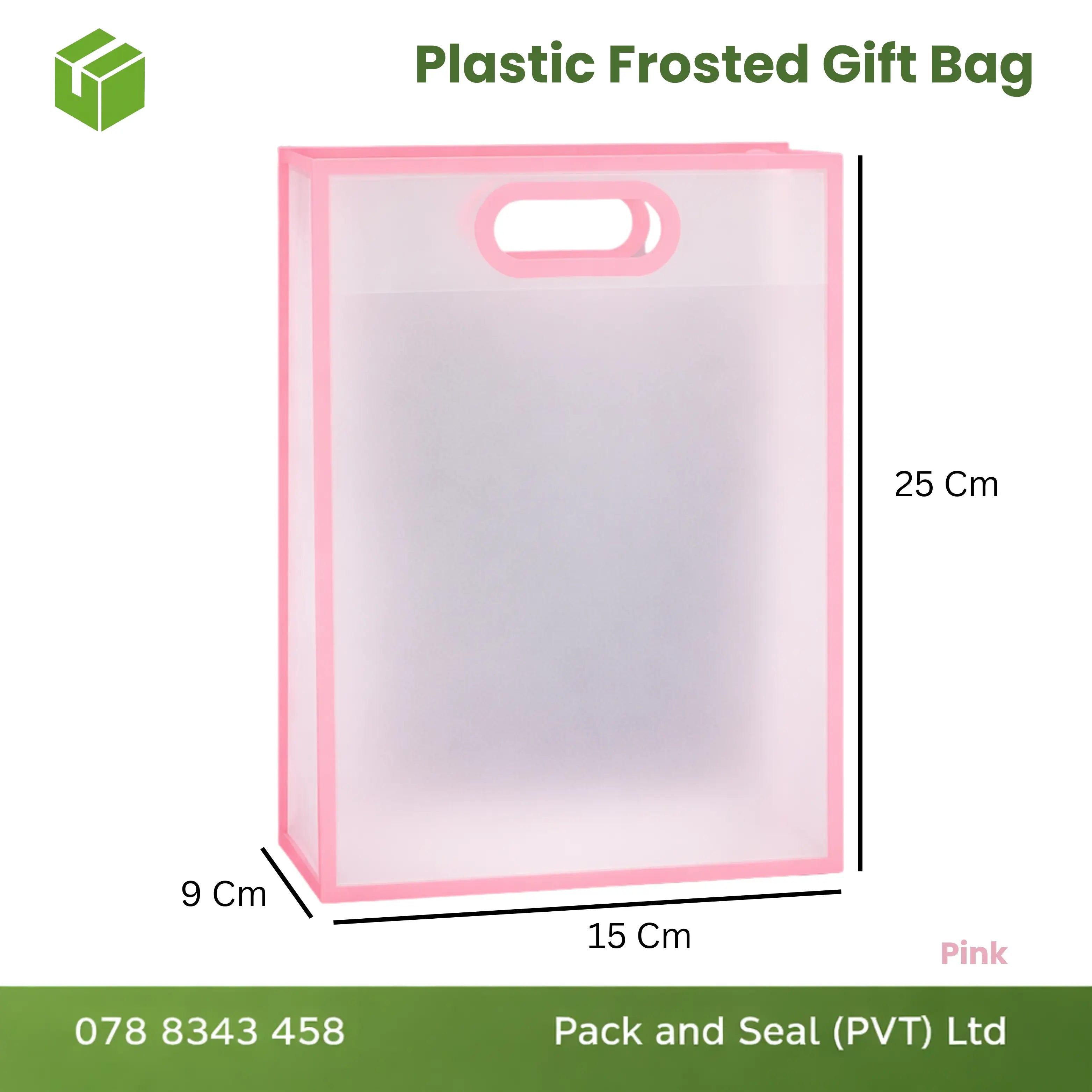 Plastic Frosted Gift Bag - Pink