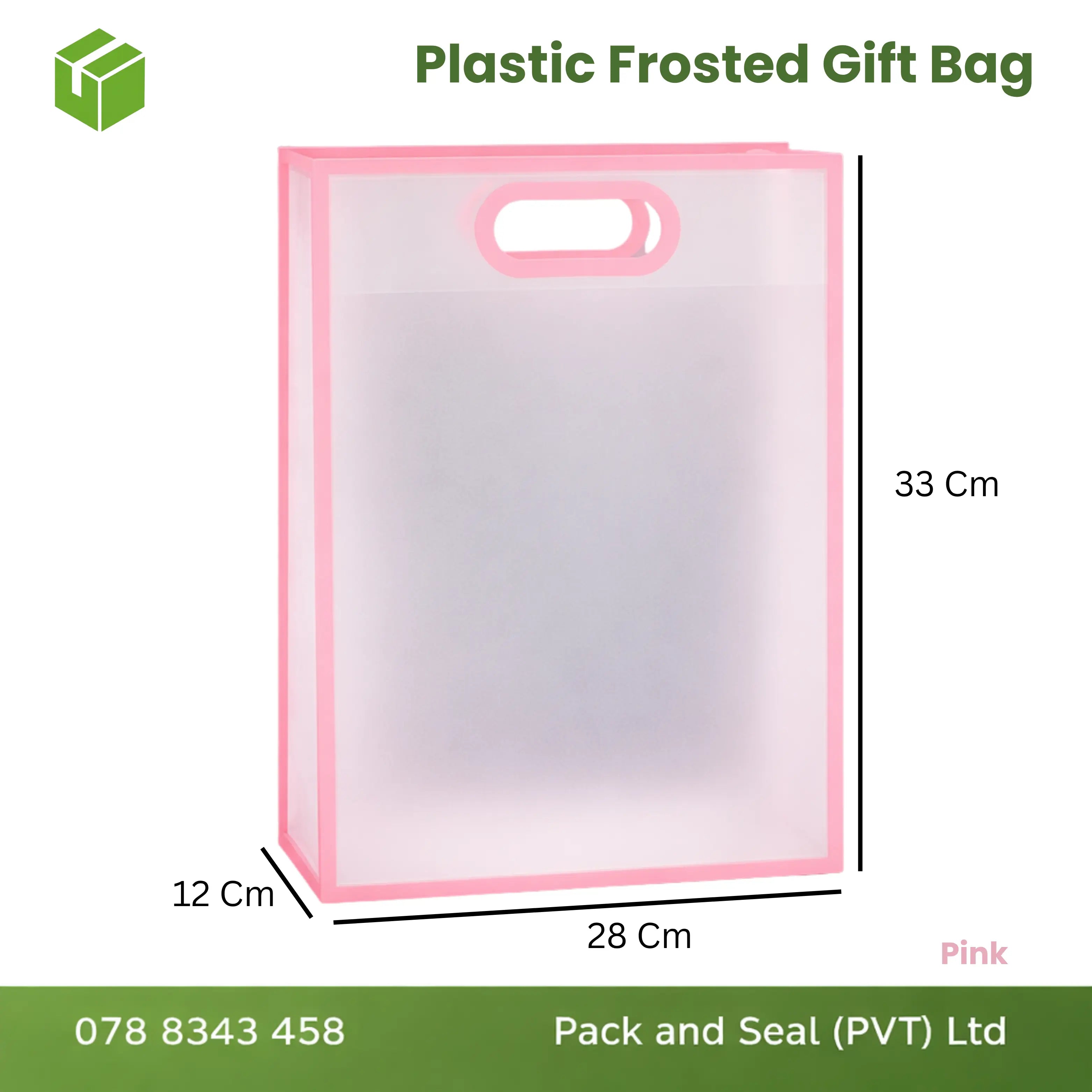 Plastic Frosted Gift Bag - Pink